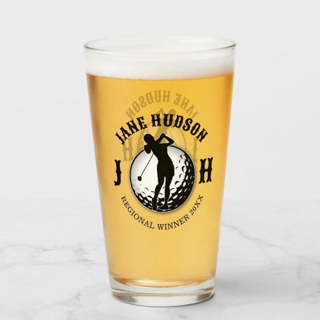 Copo De Pint Design de Monograma de Golfe das Mulheres Elegante (Frente (Preenchido))