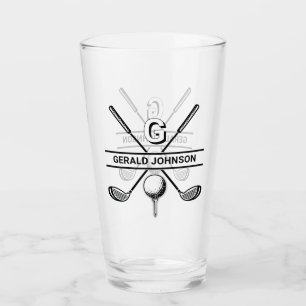 Copo De Pint Design de Monograma de Golfe Elegante