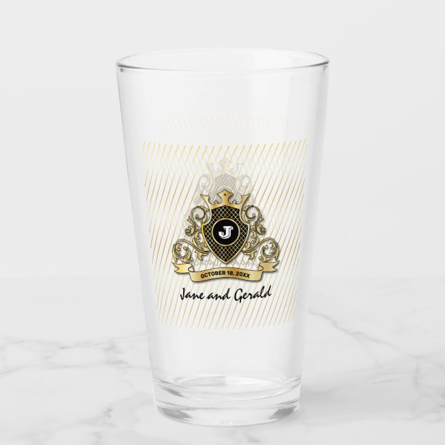 Copo De Pint Design de Monograma Elegante Personalizado Minimal (Frente)