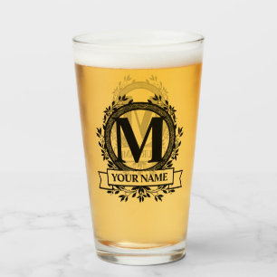 Copo De Pint Design de Monograma Floral