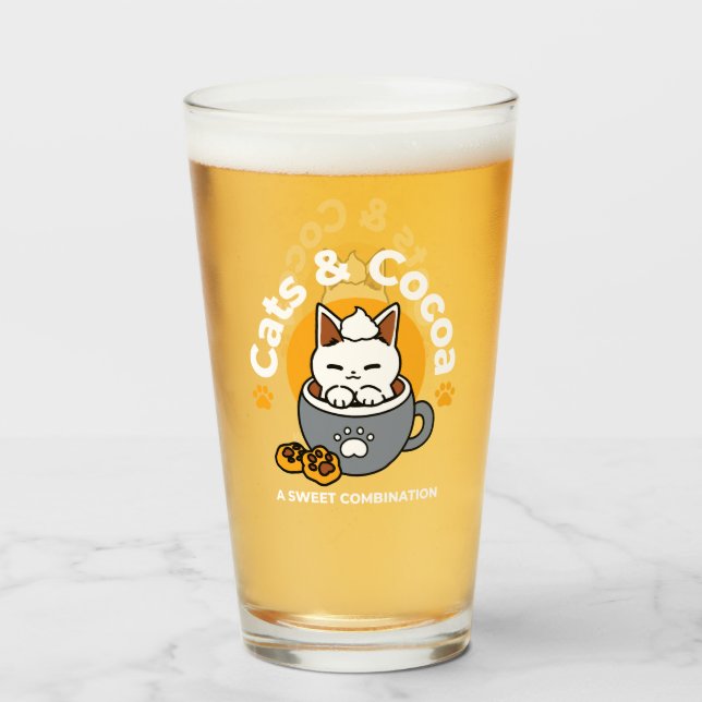 Copo De Pint Design de Mug Feriado com Cozy Cat e Cookies de Pa (Frente (Preenchido))