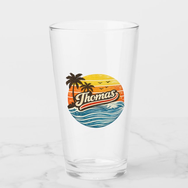 Copo De Pint Design de Nome Thomas Retro Sunset (Frente)