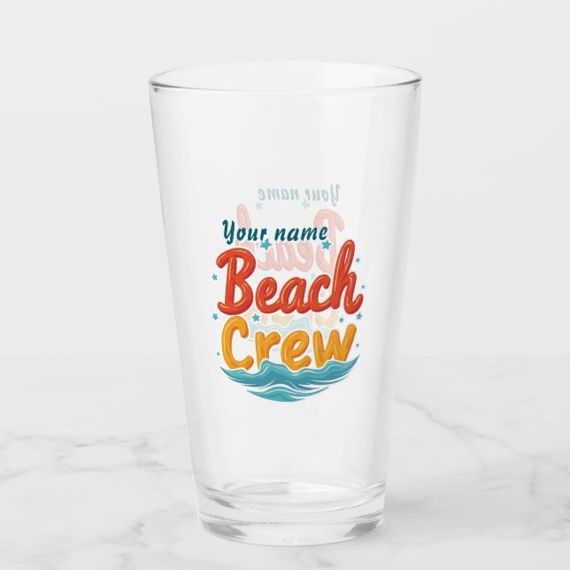 Copo De Pint Design de Onda com Nome Personalizado da Equipe de (Frente)