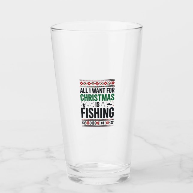Copo De Pint Design de Suéter Feio de Pesca de Natal (Frente)