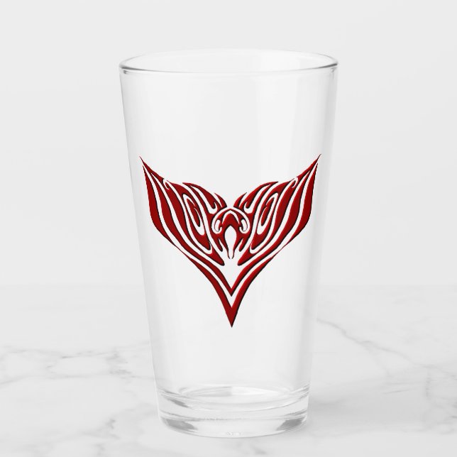 Copo De Pint Design de Tatuagem Tribal de Pássaro Vermelho (Frente)