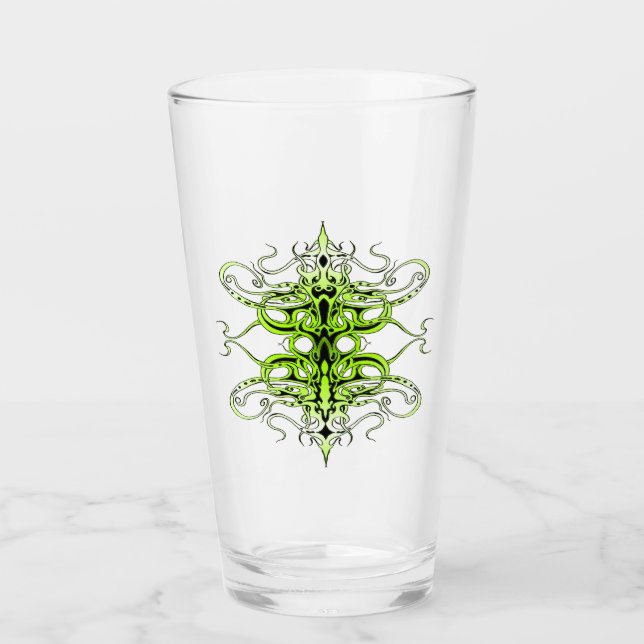 Copo De Pint Design de Tatuagem Tribal Personalizada Verde (Frente)