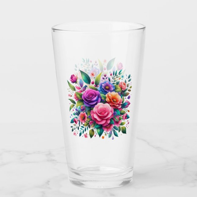 Copo De Pint Design Floral Colorida (Frente)