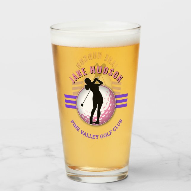Copo De Pint Design Golfer das Mulheres Elegantes (Frente (Preenchido))