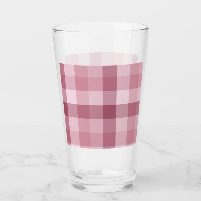 Copo De Pint Design Xadrez Gingham Rosa (Frente)