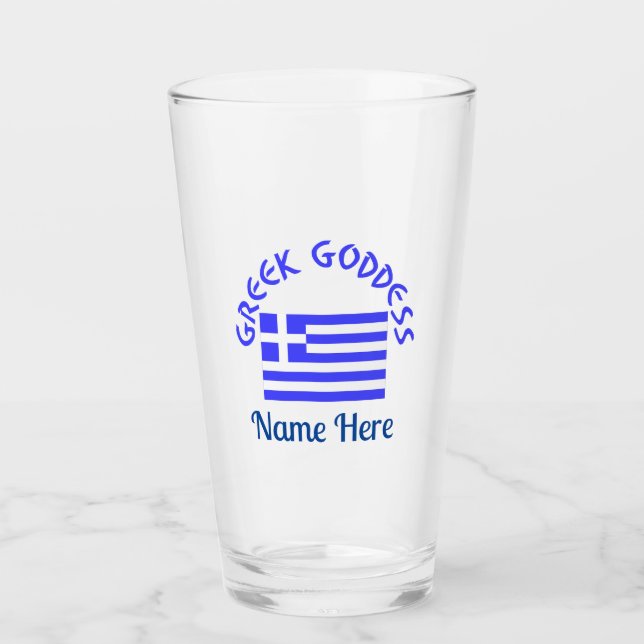 Copo De Pint Deusa Grega e Bandeira da Grécia Personalizada  (Frente)