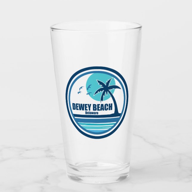 Copo De Pint Dewey Beach Delaware Palmeira Pássaros (Frente)