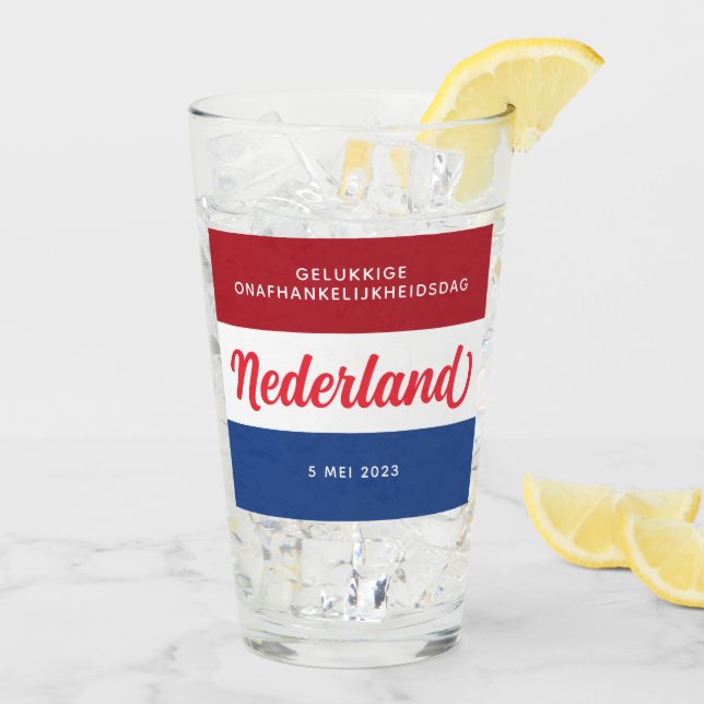 Copo De Pint Dia da Independência Holandesa Bandeira Nacional (Gelo traseiro)
