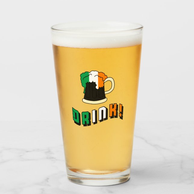 Copo De Pint Dia de São Patrício Irlandês Beer Engraçado (Frente (Preenchido))