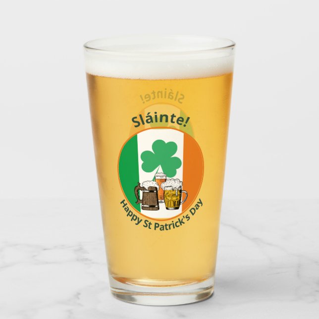 Copo De Pint Dia de São Patrício irlandês personalizável (Frente (Preenchido))