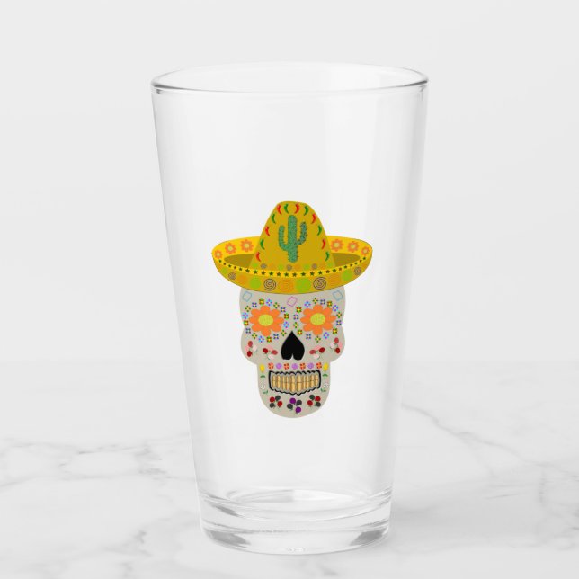 Copo De Pint Dia Mexicano do Crânio Morto (Frente)