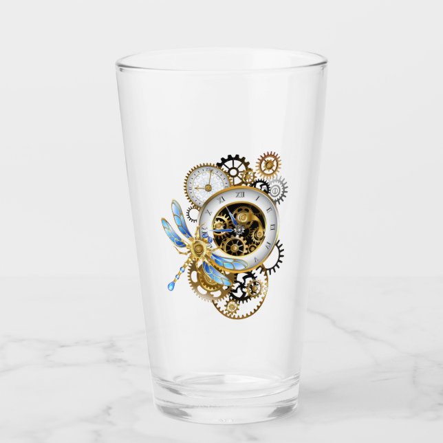 Copo De Pint Dials Steampunk com Libélula (Frente)