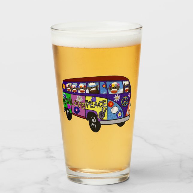 Copo De Pint Dinheiro de Meia Ônibus Vidro Paz (Frente (Preenchido))