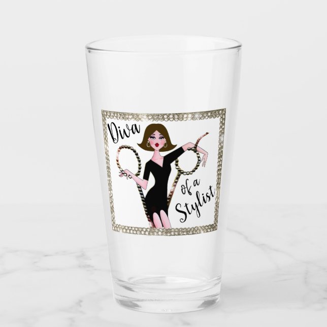 Copo De Pint "Diva de uma Lista Estilista" (Frente)