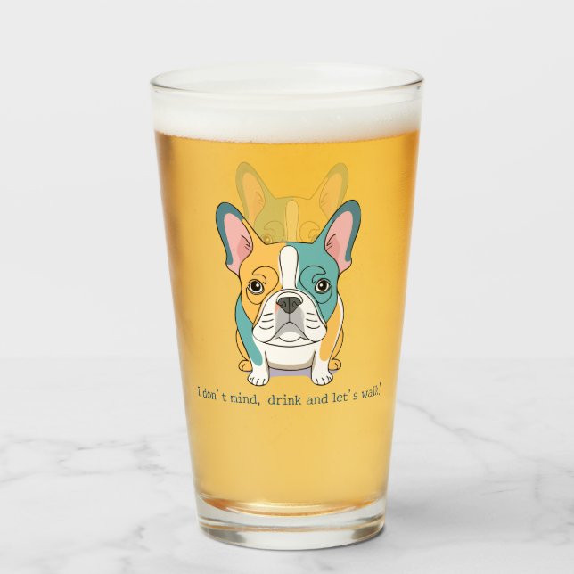Copo De Pint Diversão com Bulldog Francês  (Frente (Preenchido))