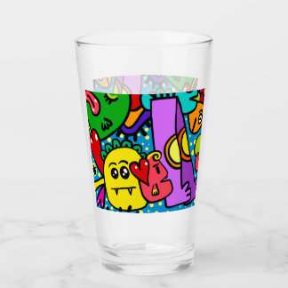 Copo De Pint DIY MONSTRO FELIZ DOODLE CRITTER Vidro