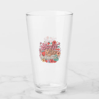 Copo De Pint Doce Como o Verão Frutas e Flores Lindas em Vidro