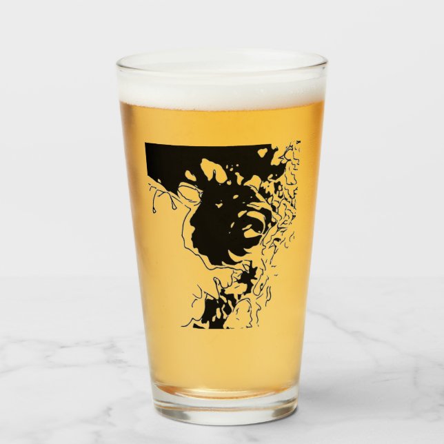 Copo De Pint Doodle de Flor (Frente (Preenchido))
