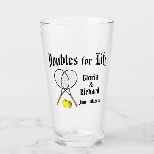 Copo De Pint Doubles for Life Tênis Wedding (Frente)