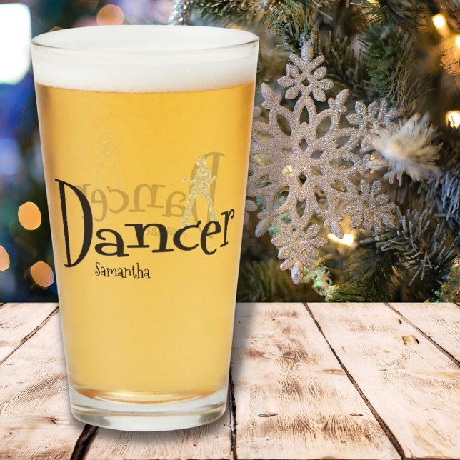 Copo De Pint Dourada Reindeer Dançer Sparkle Vidro de Natal (Criador carregado)
