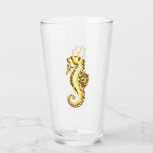 Copo De Pint Dourado Cavalo de Mar Poligonal