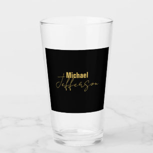 Copo De Pint Dourado preto elegante nome minimalista moderno