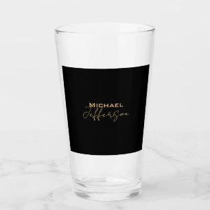 Copo De Pint Dourado preto elegante nome minimalista moderno