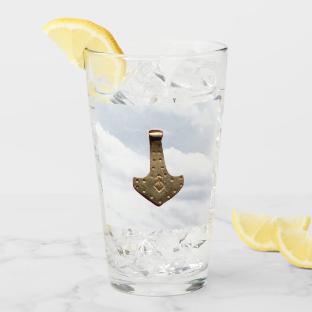 Copo De Pint Dourado Thor Hammer nuvens Collins tumbler (Gelo frontal)