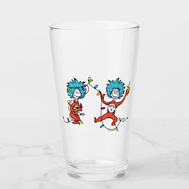 Copo De Pint Dr. Seuss | Coisa Um e Coisa Dois Dançando (Frente)
