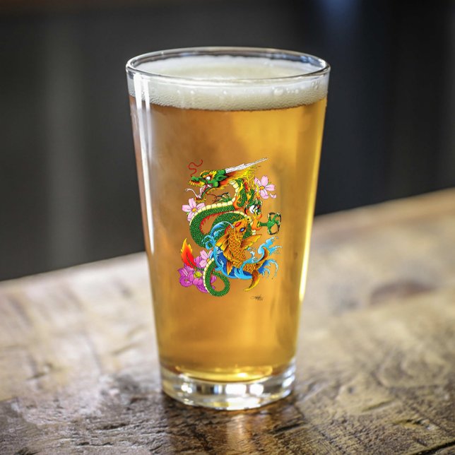Copo De Pint Dragão Chinês Verde Koi (Criador carregado)