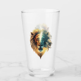 Copo De Pint Dualidade de Força, Leão e Mulher.