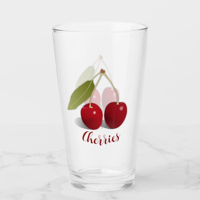Copo De Pint Duas Cherries Design Glass Tumbler (Frente)