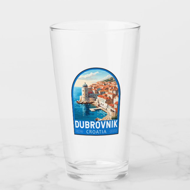 Copo De Pint Dubrovnik Croácia Viagem Art Vintage (Frente)