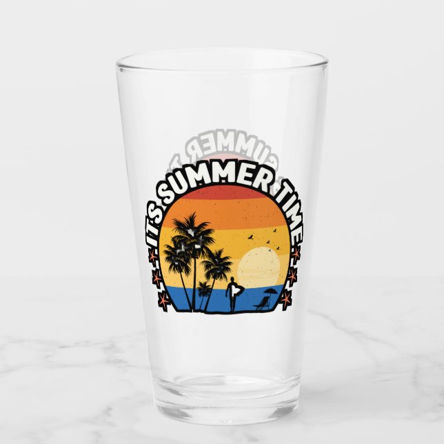 Copo De Pint É Design de Pôr do Sol Tropical de Verão (Frente)