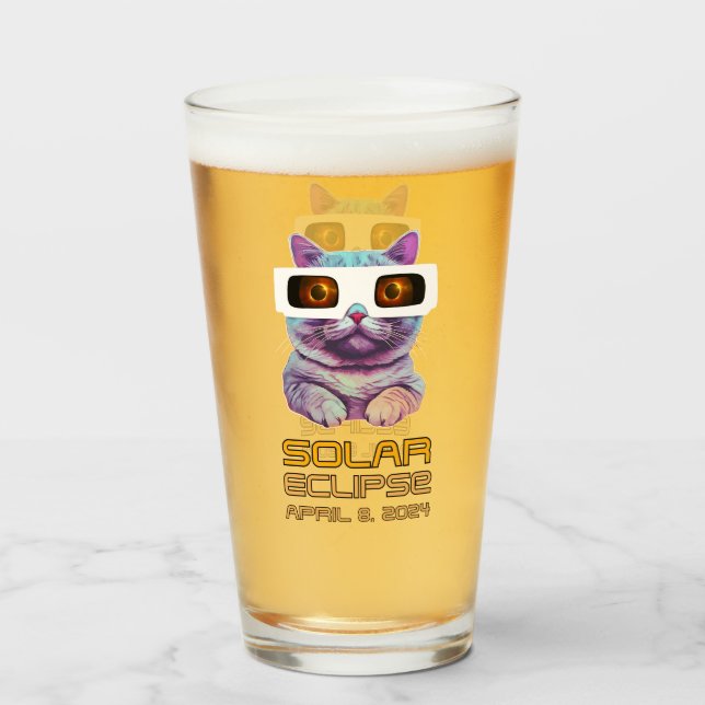 Copo De Pint Eclipse Solar com Gato (Traseira (Preenchido))