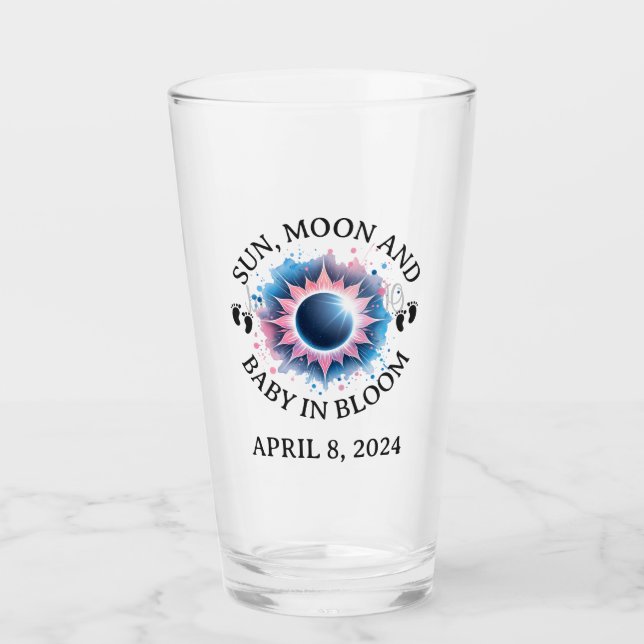 Copo De Pint Eclipse Solar Total 2024 Anúncio de Gravidez (Frente)