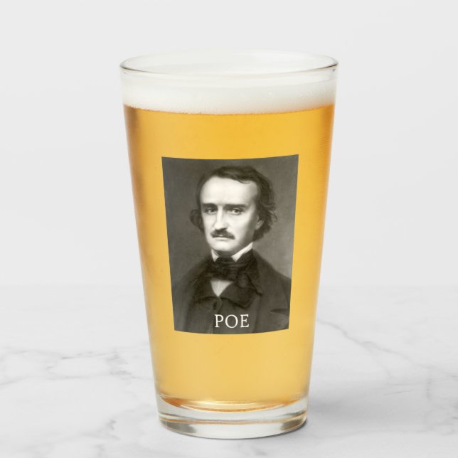 Copo De Pint Edgar Allan Poe e o Raven (Traseira (Preenchido))