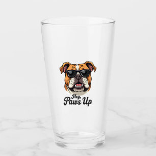 Copo De Pint Ei Patas para Cima Bulldog Vintage com Óculos de S