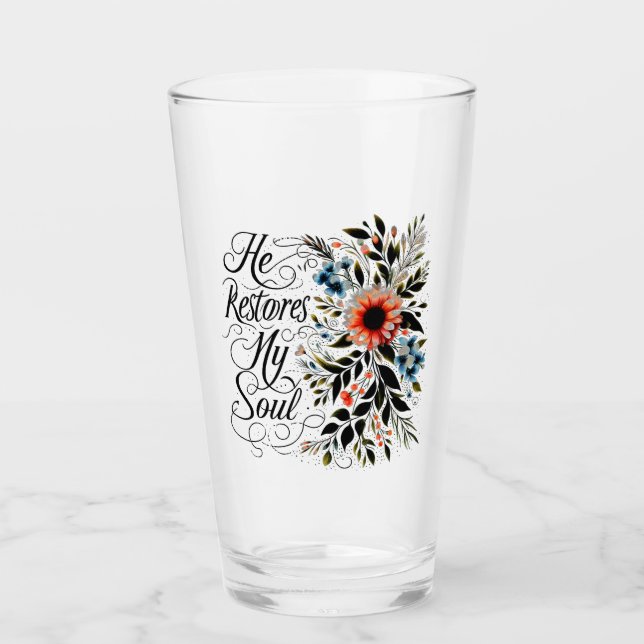 Copo De Pint Ele restaura a minha alma floral (Frente)