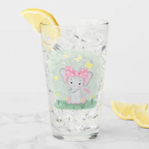 Copo De Pint  Elefante de bebê bonito com arco rosa numa clare