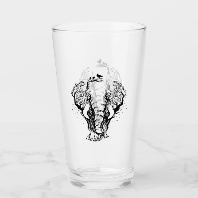 Copo De Pint Elefante Florestal de Boho de Aquarela (Frente)