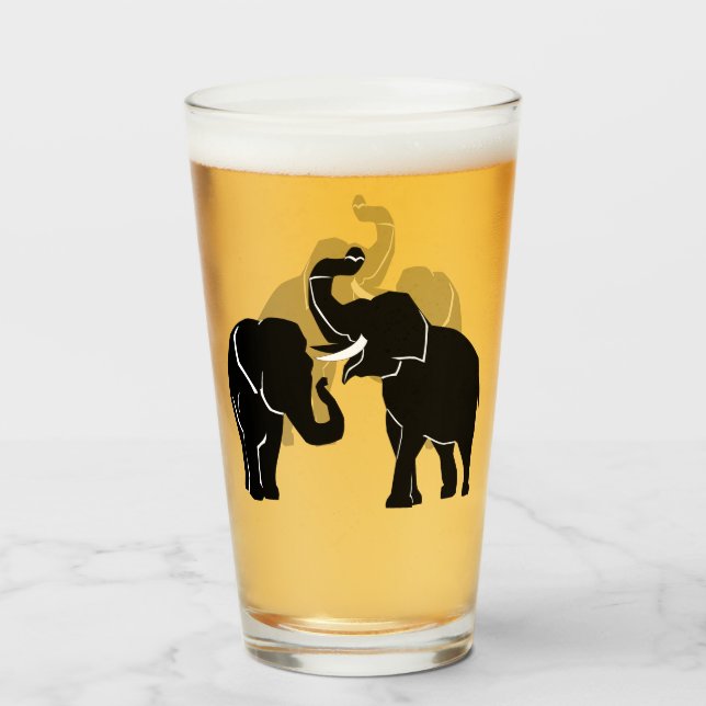 Copo De Pint Elefantes de Casal de vidro elefante (Frente (Preenchido))
