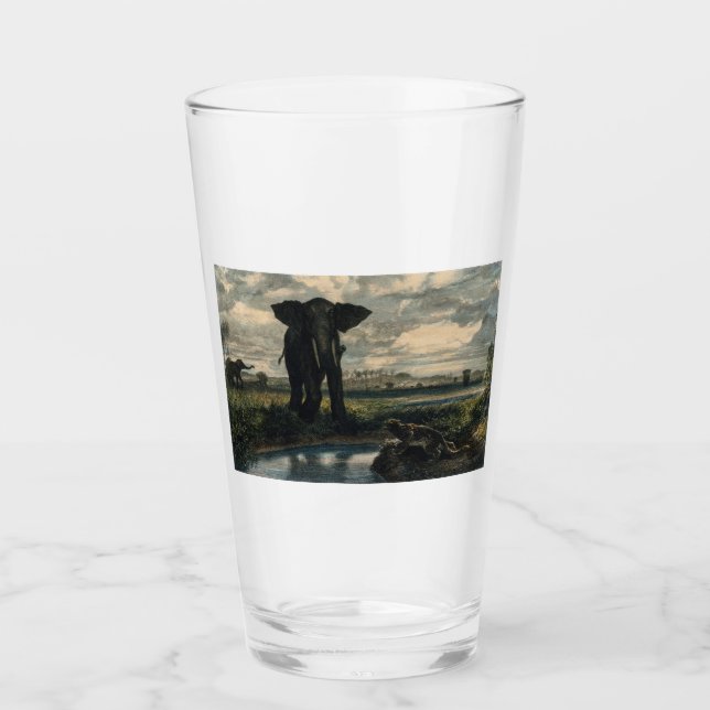 Copo De Pint Elefantes e Pantera no Deserto Indiano (Frente)