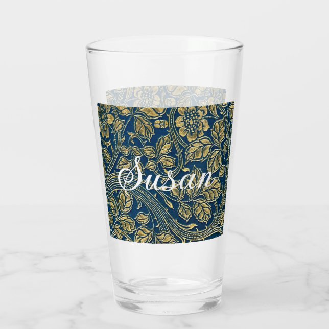 Copo De Pint Elegância Azul Dourada (Verso)