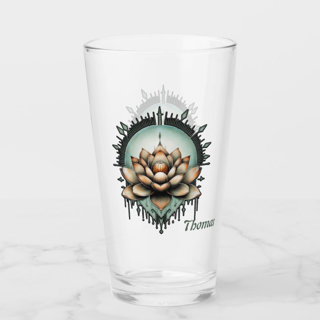 Copo De Pint elegância meditativa. Flor de lótus refinado (Frente)
