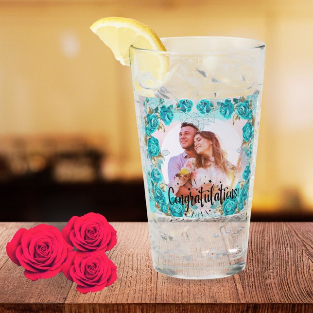 Copo De Pint Elegant 8th Wedding Anniversary Photo Couple  (Criador carregado)